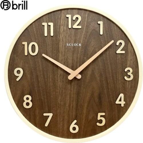 Large Wooden Wall Clock Chinese Simple Silent Wall Clocks Living Room Japanese Style Round Simple Design Bedroom Decorations