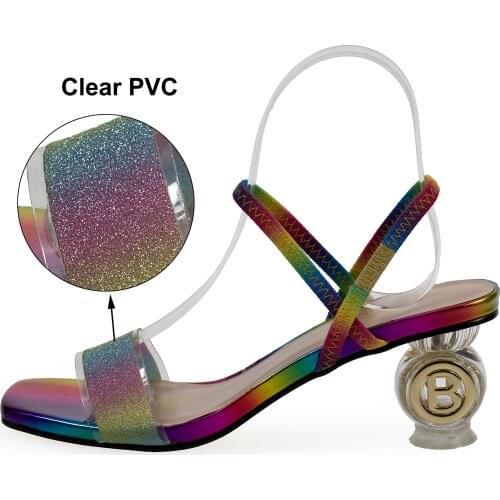 Colorful Women Sandals 603-5 Letter-B Clear Heels Sexy Footwear Ladies Dress Sandal PVC Transparent Clear Heels Sandals Ladies