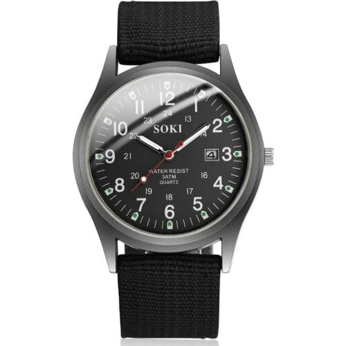 Luxury Business Casual Mens Wrist Watches Nylon Belt Luminous Wristwatch for Men Male Quartz Watch Clock Hour with Calendar