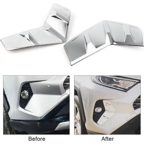 For Toyota RAV4 2019 2020 Auto Front Fog Light Lamp Cover External Frame Trim Cover ABS Plastic Chrome