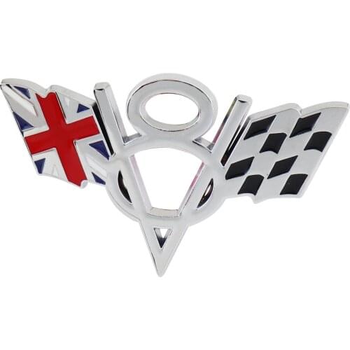 Chrome Red British flag V8 V 8 for Fender Trunk Emblem Badge Sticker