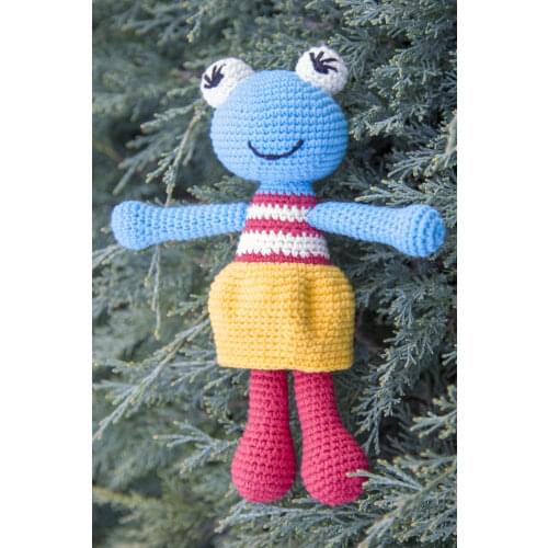 8.2 inches Frog Girl or Boy Handmade Amigurumi Stuffed Toy Knit Crochet Doll