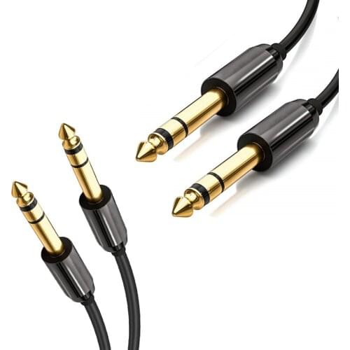 1/4 Inch TRS Instrument Cable (10Ft 2-Pack),Straight 6.35mm Male Jack Stereo Audio Interconnect Cord,for Electric Guitar