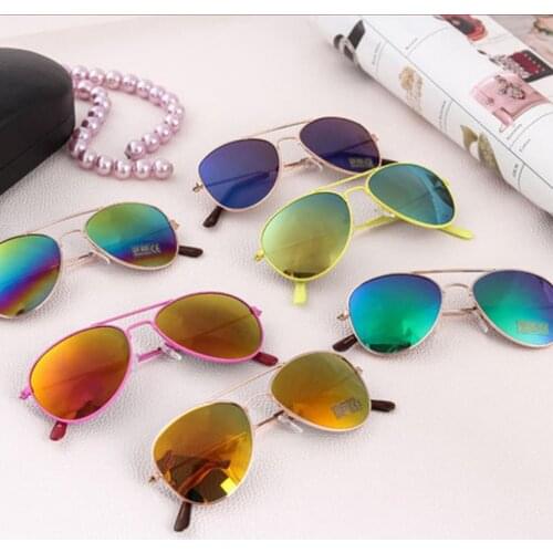 1 Pcs 2021 Classic Sunglasses Boys Colorful Goggles Mirror Children Kids Glasses Metal Frame Girls Travel Beach Eyeglasses Uv400