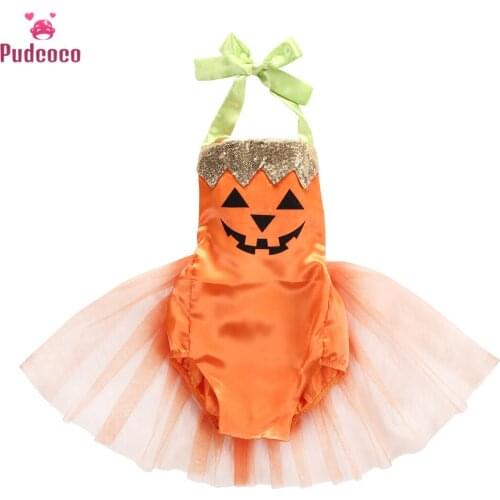 Grimace Pumpkin Pattern Halloween Christmas Romper Dress for Newborn Baby Girl Clothes Tutu Dress Costume Jumpsuit Clothes