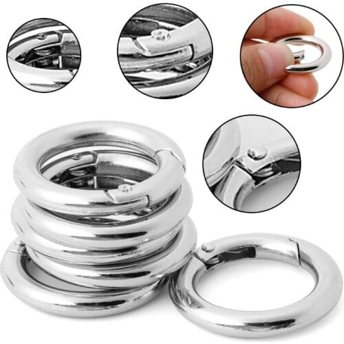6pcs Circle Round Carabiner Camp Spring Snap Clip Hook Keychain Climbing Tool