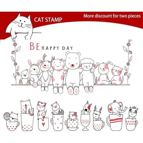 Mug Cartoon Animal Clear Stamps For Scrapbooking Card Making Photo Album Silicone Stamp DIY Decorative Crafts