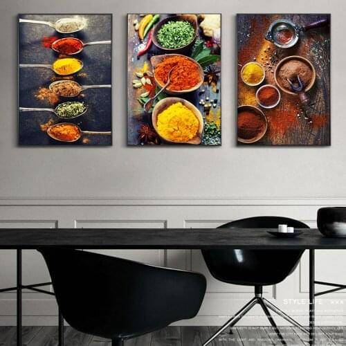 Kitchen Seasoning Canvas Painting Natural Vegetable Chili Restaurant Wall Art Pictures Living Room Decoration Posters and Prints
