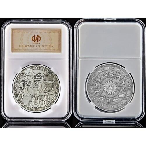The Archer Of 12 Constellation Antique Silver Coin Token Euro Mystical Coin With Hard Capsule Protection