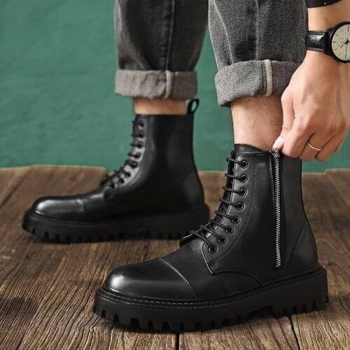 Men ankle boots zipper platform Martin boots autumn winter men boots H41
