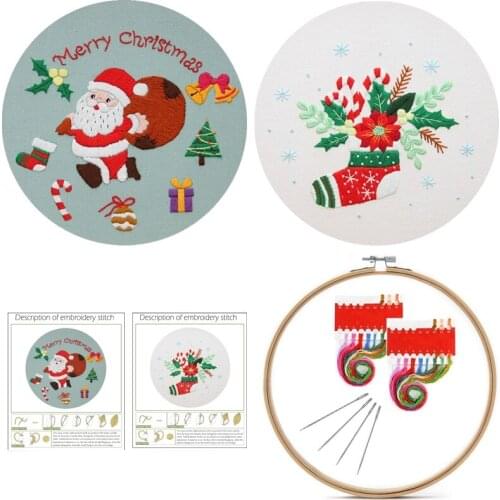 Christmas Embroidery Starter Kits for Beginners Christmas Stocking Embroidery Kits Santa Embroidery Patterns English Description