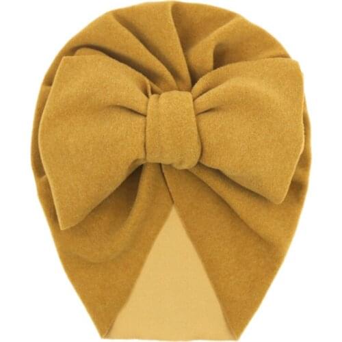 Newborn Big Bowknot India Hat Headwrap Solid Color Beanie Bow Cotton Turban