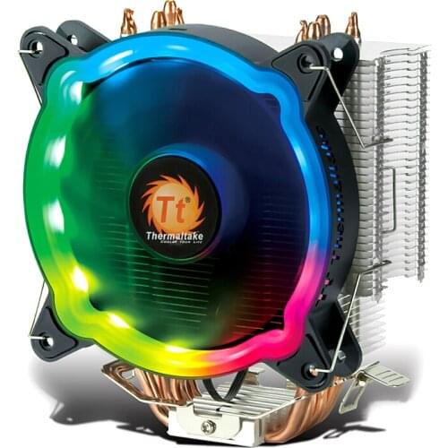 Thermaltake RGB CPU Cooler PWM Snap-on Fan 4 Direct Contact Heat Pipes Through Fin Technology Multi-platforms Dynamic RGB Color