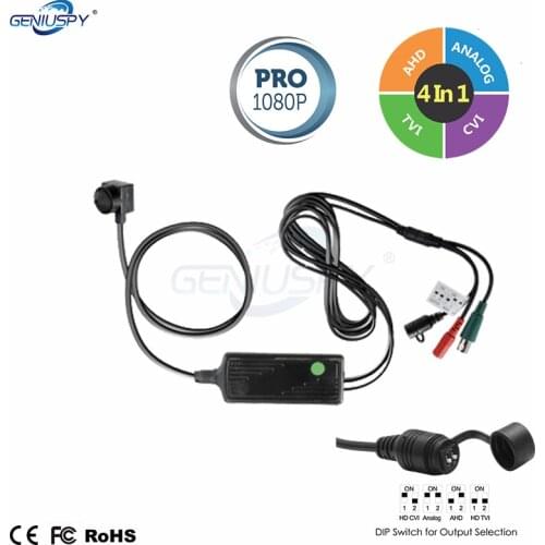 Geniuspy 15*15mm Sony323 Senor CVBS 960H 1080P 4 IN 1 AHD TVI CVI Security Covert Mini Cctv Camera With Dip Switch Day and night