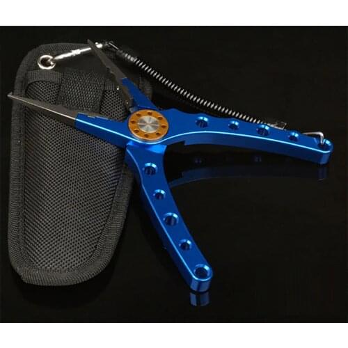 New Aluminum Alloy Fishing Pliers Split Ring Cutters Fishing Holder Tackle with Sheath & Retractable Tether tools Hooks Remover