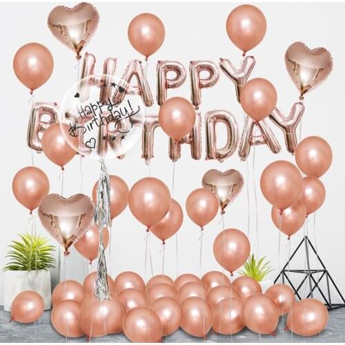 40pcs Rose Gold Balloons Happy Birthday Party Decorations Air Helium Globos Baby Shower Adult Birthday Ballloon Party Supplies