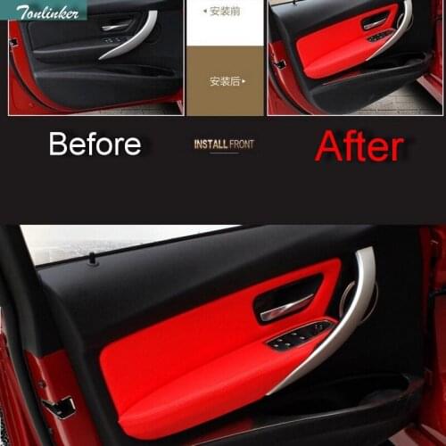 Tonlinker 8PCS Car PU Leather Door Panel Armrests Protective Sleeve Cover Case stickers for Bmw3 Series 320i 316 318 Accessories