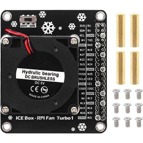 Turbo Fan ICE Cooling Expansion Board with LED Light for Raspberry Pi 4 Model B/3B+/3B