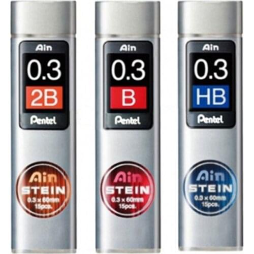 Japanese Stationery Pentel Stein Enhanced Silica Pencil Lead Refill 0.3 mm 2B/B/HB/H For Mechanical Pencil Writing Supplies C273