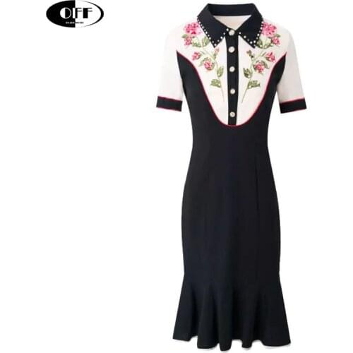 Elegant summer woman dress patchwork embroidered Beaded bodycon ladies office runway party dresses women clothes female mujer ZA