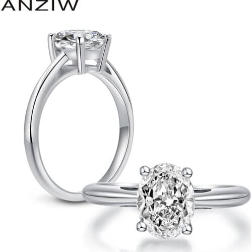 Women Engagement Solitaire Ring 2 Carat Oval Ring Wedding Women 100% 925 Sterling Silver Sona Rings anillo de mujeres