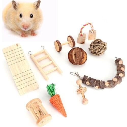 Natural Wooden Hamster Chinchillas Chewing Biting Playing Teeth Care Toys Accessories Rats, Birds And Other Small Pets(10PCS )