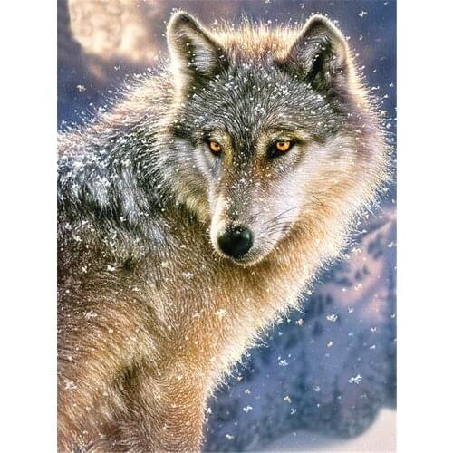 Animal Wolf DIY Cross Stitch Embroidery 11CT Kits Needlework Craft Set Cotton Thread Printed Canvas Home Decoration New Room