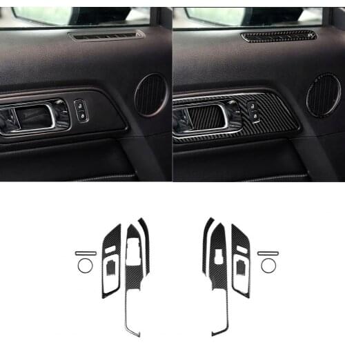 12Pcs/Set Carbon Fiber Door Panel Trim Cover Car Decor for Ford Mustang 15-20 Left Drive