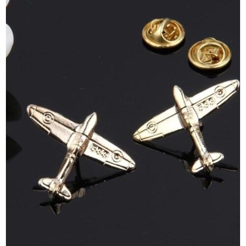 2Pcs/set Fashion Jewelry Aircraft Metal Brooch Pins Plane Enamel Button Pin Shirt Denim Jacket Collar Lapel Badge