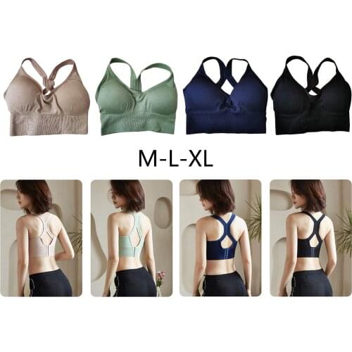 2021 New Womens Shock Absorber Comfy Sports Bra Solid Color Fitness Stretch Workout Crop Top Outdoor Exercise Clothes