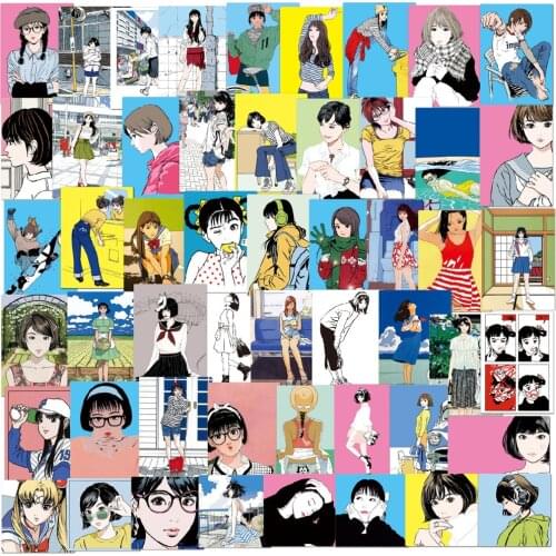 50pcs Retro Japanese Vitality Girl Nostalgic Stickers For Notebooks Stationery Cute Vintage Sticker Aesthetic Craft Supplies