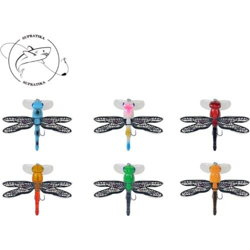 6Pcs/set 3D Eyes Wobbler Bionic Bait Fishing Lures 7.5cm/6g 6# Blood Tank Hook Artificial Dragonfly Popper Floating Hard Bait