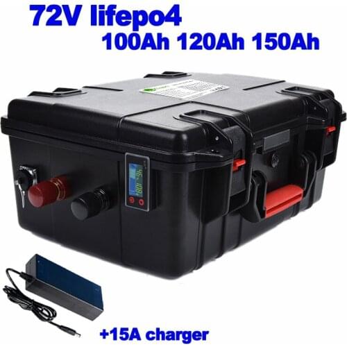 72v 100Ah 120Ah 150Ah Lifepo4 battery electric bike Scooter 7200w EV RV sightseeing car solar energy street sweeper +20A charger
