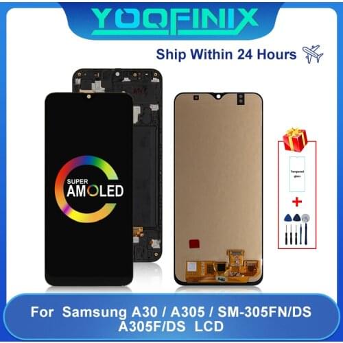 "6.4"AMOLED For Samsung Galaxy A30 LCD Display Touch Screen Digitizer Display Replacement Parts SM-A305F/DS A305FN A305GT/DS LCD