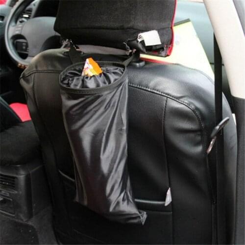 Car Trash Can Bin Garbage Waterproof Travel Hanging Storage Bag Stowing Tidying Bin Oxford Black Seat Organizer Bags
