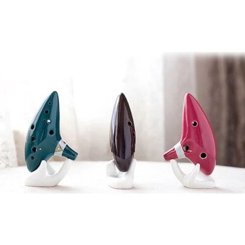 White 6/12 Hole Ocarina Collector Ceramic Hand Stand Base for Music Lovers Woodwind Musical Instruments Repair Parts N58B