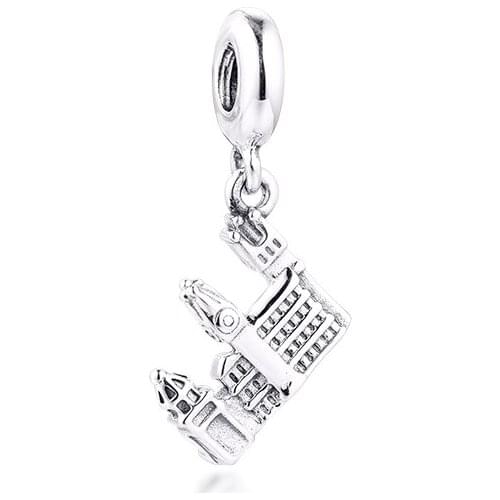 Fits for Pandora Beads Bracelets Prague Charles Bridge Dangle Charms 100% 925 Sterling Silver Jewelry Free Shipping