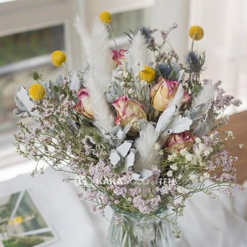 Northern European-Style Natural Dried Flower Rose Bouquet Home Flower Arrangement Set Window Decoration Valentines Day Birthday
