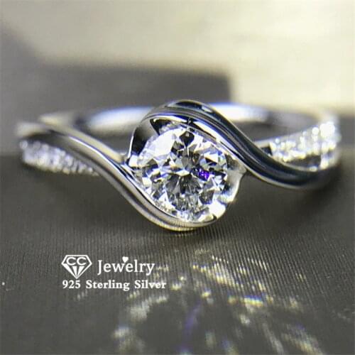 CC Trendy Rings For Women 925 Silver Cubic Zirconia Simple Wedding Engagement Fine Jewelry Bijoux Femme Drop Shipping CC1649