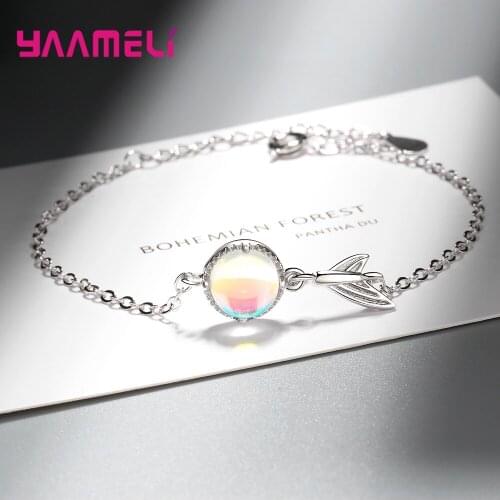 Top Sale 925 Sterling Silver Fish Tail Blue Crystal Bracelets For Women Girls Drop Shipping Hand Bangles Wholesale