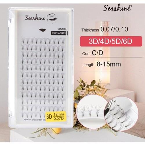 Seashine Premade Volume fans Short Stem False Lashes Korea Silk Individual Handmade Natural Mink Eyelash Extension