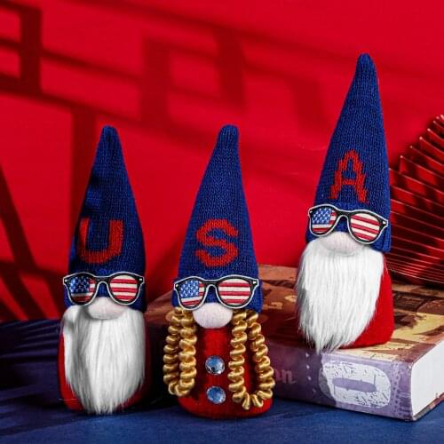 Three-Piece Suit Christmas American Independence Day Faceless Gnome Santa Doll Suit For Home Gifts Ornaments Party Supplies