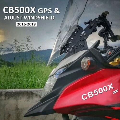 Motorcycle GPS Mount Phone Plate Bracket&Adjustable Windshield Kit For Honda CB500X CB 500 X 2016 2017 2018 2019