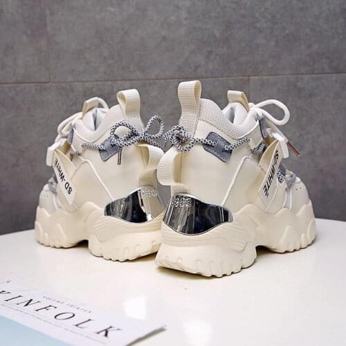 Women Spring Platform Sneakers Ladies Mesh Beathable Fashion 10cm Heels Casual Dad Shoes Woman New Thick Bottom Vulcanize Shoes