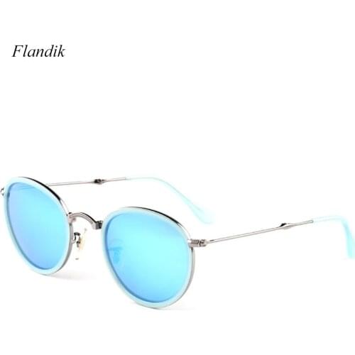 Round Metal Punk Sunglass Woman Man 2019 Fashion Personalized Luxury Brand Anti-UV400 Outdoor Driving Ocean Style Blue Pink