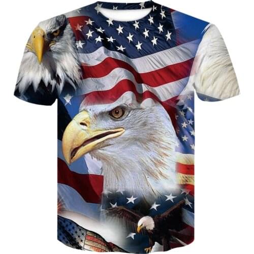 Summer mens short-sleeved casual print T-shirt fashion men and women street wear 3D animal round collar T-shirt