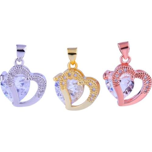 Fashion Jewelry Shining Zircon Double Heart Charms For Necklace Jewelry Making Diy Micro Pave Copper Floating Charms Wholesale