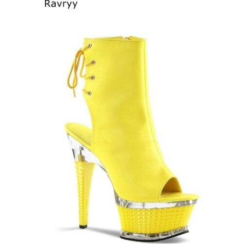 Summer Autumn Fashion Yellow Woman sandal boots 17CM platform heel Peep Toe Women short boot female acting club party shoes