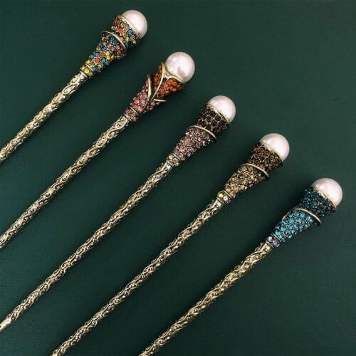 Muylinda Vintage Simulted Pearl Hair Sticks Hairpins jewelry Women Rhinestone Flower Hair Stick Clip Hairpin Crystal Accessories