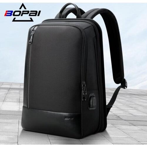 BOPAI Anti Theft Backpack Men 15.6 Inch Laptop Schoolbag USB Charging Daypack Male Waterproof Travel Rucksacks Fashion Back Pack